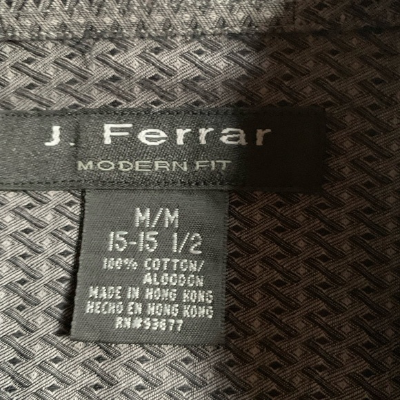 J. Ferrar Black Geometric Print Button Down Shirt Modern Fit - Picture 8 of 11